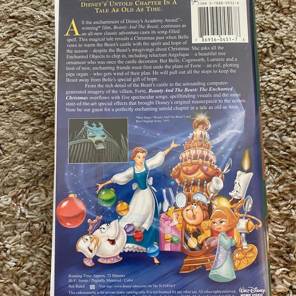 BEAUTY & THE BEAST ENCHANTED CHRISTMAS VHS - Picture 2 of 3